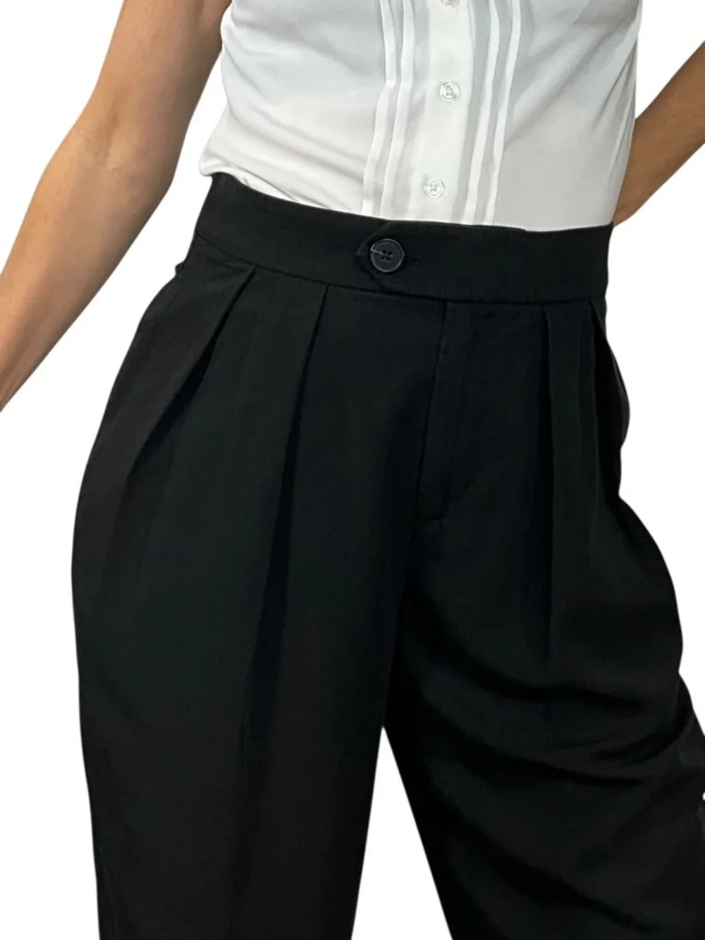 Free People Gabbie Pant 2 Black Pleated Front Wide Leg High Rise PANT ONLY